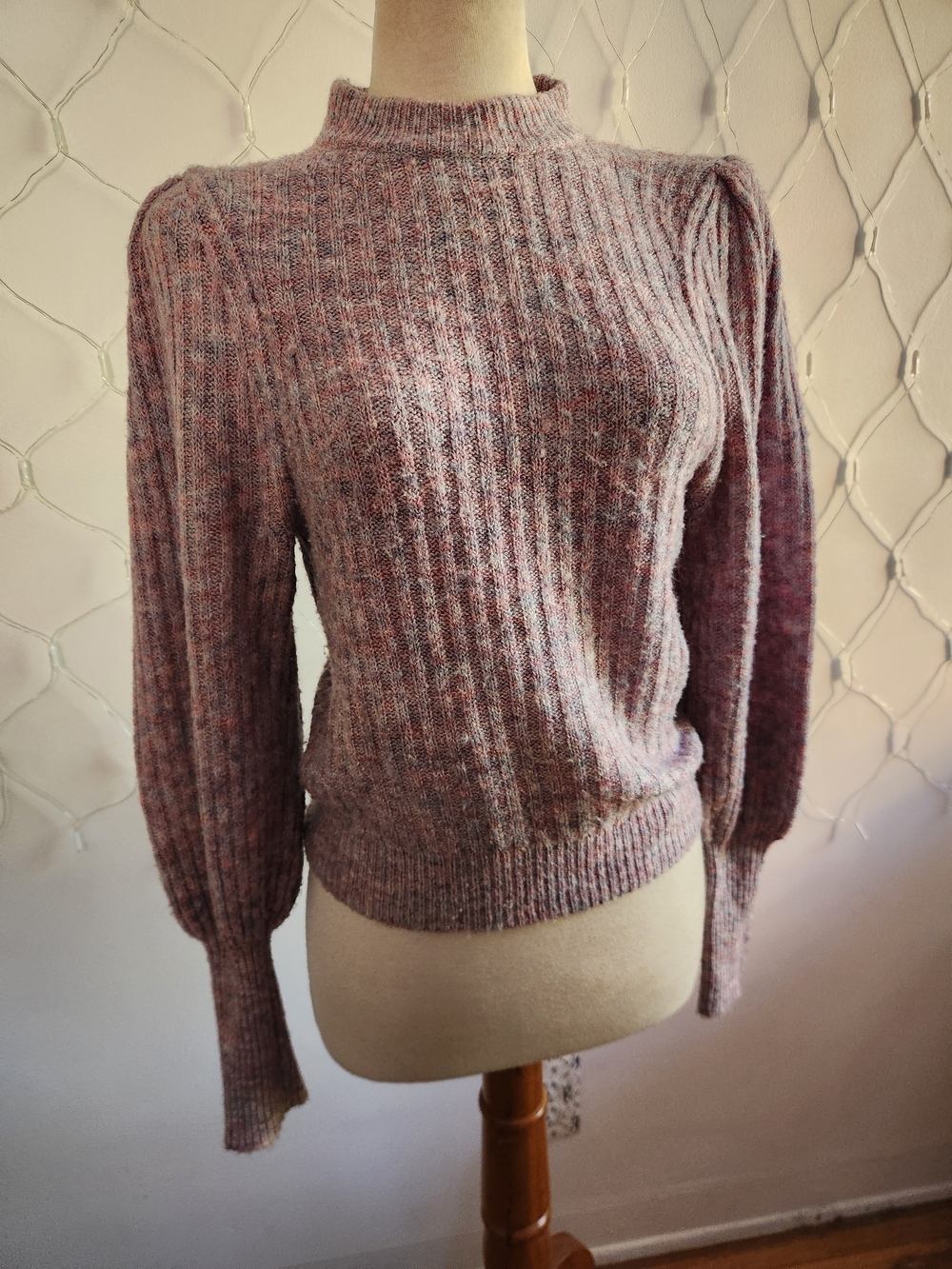 Leith Soft Knit Ribbed Mock-Neck Sweater - Dusty Mauve • Tagged Size Small